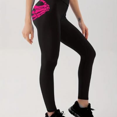 Halloween Skeleton Hands Print High-Waisted Workout Leggings for Women With Gift
