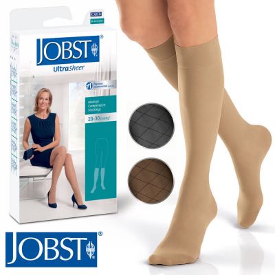 Jobst Womens Ultrasheer Knee High Stockings 20-30 mmhg Supports Diamond Pattern