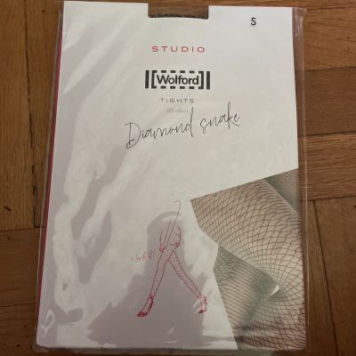 Wolford Studio Diamond Snake 3D tights - Small in Nude/black - NEW!