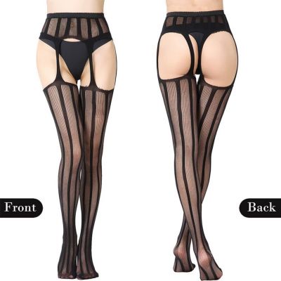 Kikoroco Women's Garter Fishnet Tights Stockings High Waisted Suspender Panty...