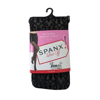 Spanx Takes Off Patterned Shaping Tights Black Filigree New Size B Fish Net $28