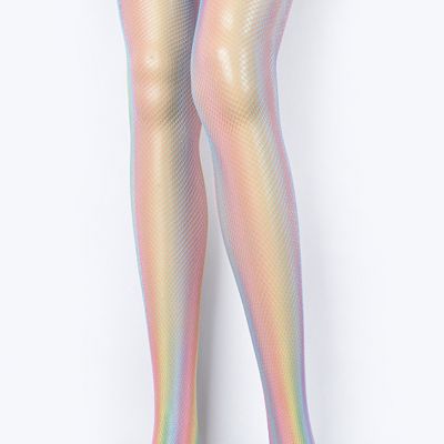 Ladies Hologram Mesh Stocking One size For Costume Cosplay Holiday Dress up