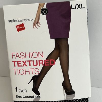 Hanes Classic Fishnet Fashion Textured Tights Black Size L/XL
