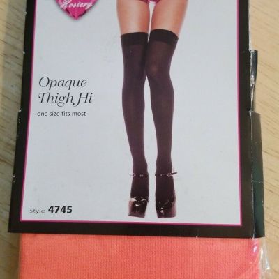 Music Legs Hosiery Opaque Thigh Hi 1 size 4745 Schoolgirl Stockings Neon Orange