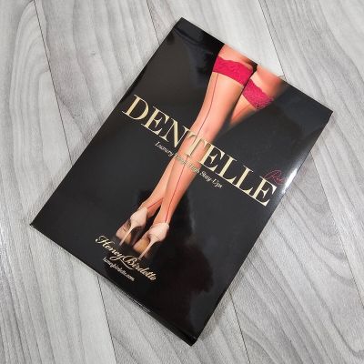 Honey Birdette Dentelle Red Stay-Up Stockings Thigh Highs with Backseams Size M