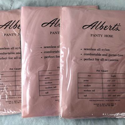 VTG 3 PAIR..ALBERTS..BACK SEAM..ULTRA SHEER..BLACK..PANTYHOSE..NEW..TALL 5'8
