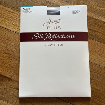 Hanes Plus Silk Reflections Silky Sheer Panythose Control Top Barely Black 2+