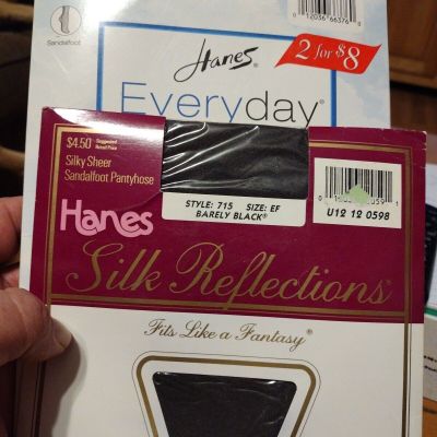 Hanes Silk Reflections Silky Sheer Control Top Sheer Toe Pantyhose Size EF 2 Pr