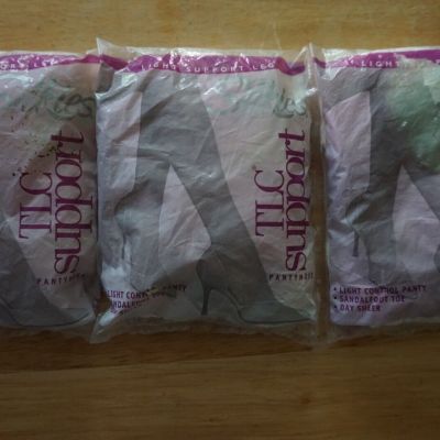 SILKIES TLC SUPPORT 3 PAIR WHITE PANTYHOSE 020304/SIZE LARGE/NEW/NOS