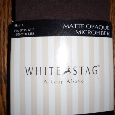 WHITE STAG Matte Opaque Microfiber Tights Size 3 Brown 92perc Nylon 8perc Spandex