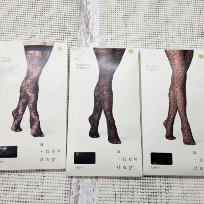 3 Pack A New Day Women's Thigh Highs and Fashion Tights Medium/Large Black