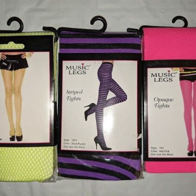 Music Leg Tights Stockings Halloween Costume Fishnet Stripes Opaque Women's NEW