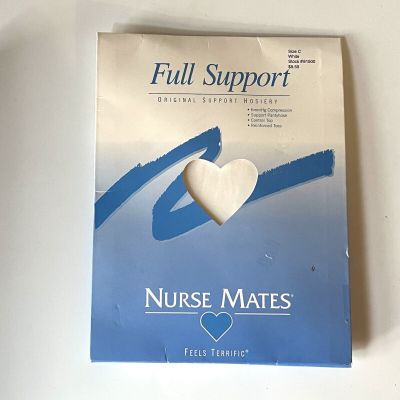 Nurse Mates Full Support Hosiery White Sz C Control Top 6 mmHg 81500