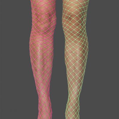SHOW GIRL NEON PINK GREEN LACE TOP FISHNET STOCKING EXOTIC DANCER CLUBBING PARTY