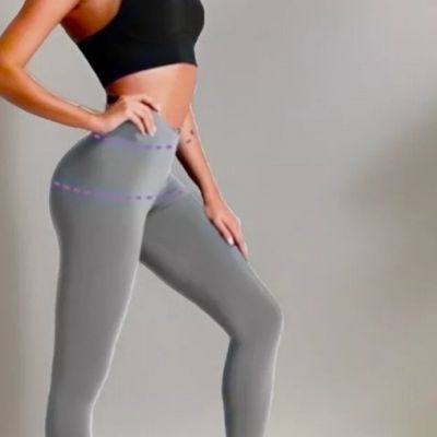 SATINA  Full length High waist Leggings Light Gray NWT Plus Size One Size