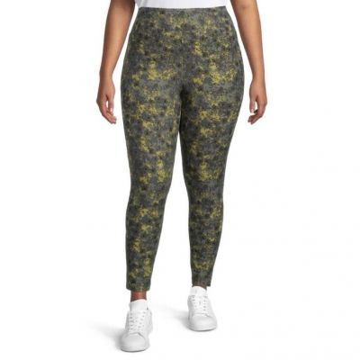 Women’s Terra & Sky Green Camouflage Print Leggings Size 0X (14W) NEW