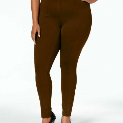 Style & Co Women's Plus Size 24W Seamed Ponte Leggings Brown Mid Rise NWT