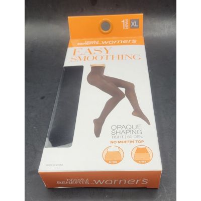 Warners Black Opaque Shaping Tights Comfort Tummy Taming Thigh Control Size XL