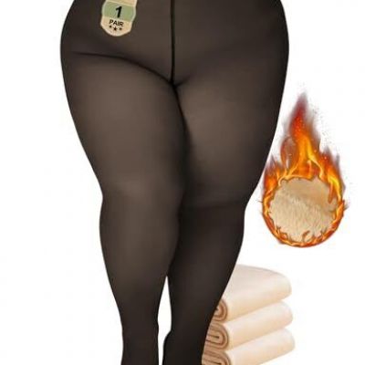 Buauty Plus Size Fleece Lined Tights Womens- Winter Warm Fake Translucent 3X-4X