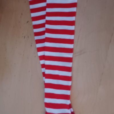 *NEW* Red & White Striped Over The Knee Socks With Bows And Pom Poms