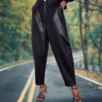 Zara Oversized Faux Leather Baggy Pants Size 36 (8-10) BLOGGERS FAVORITE