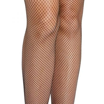 Women’S Fishnet Thigh High Stockings with Silicone Lace Top and Back Seam