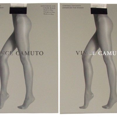 Vince Camuto Control Top Pantyhose Enhanced Toe Hosiery Lot 2 Size C/D Black