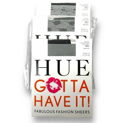 Hue Women's Size 3/L Control Top Sheer Design Tights Bundle 3Pack Black New