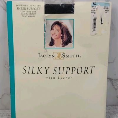 Jaclyn Smith Sheer Silky Support B 40 Denier Lycra Leg Pantyhose Off Black Solid