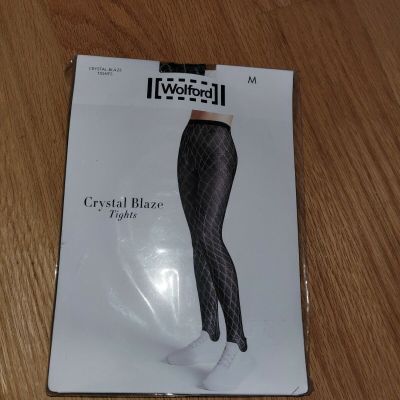 Wolford Crystal Blaze Tights  Black/Silver Size M