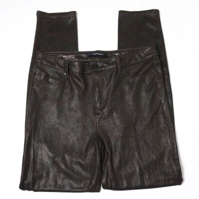 Liverpool Women’s Size 12 MADONNA Skinny Knit Pants Shiny Brown Back Pockets