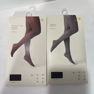 2 Pair Opaque Tights S/M Mesquite And Gray Heather