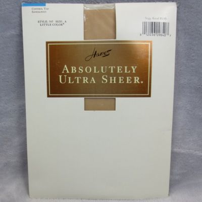 VTG Hanes Control Top Pantyhose Absolutely Ultra Sheer Sz A Style 707 Sandalfoot