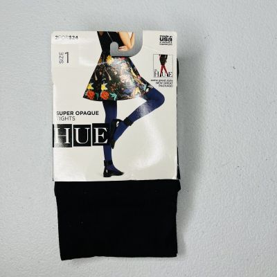 Hue Super Opaque Tights Color Black Size 1 New 1 Pair Pack