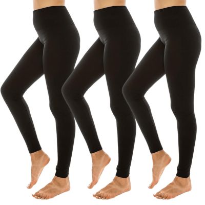 3 Pack Women’s Fleece Leggings High Waisted with Extra-Wide Band No See-Through