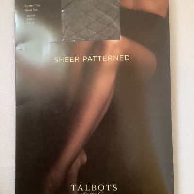 talbots control top sheer patterned pantyhose sheer toe black size A