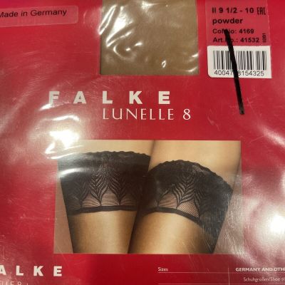 NEW Falke Lunelle 8 Stay-Up Ultra Transparent Shimmer Stockings Large Beige