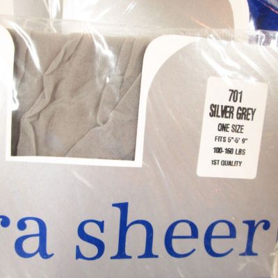 Ultra Sheer One Size Pantyhose Silver Gray Royal Blue White Lot of 3 NOS Vintage