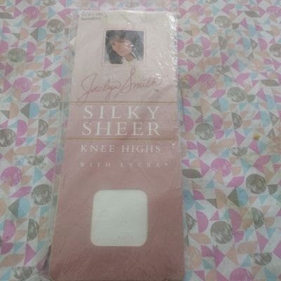 Women's White Silky Sheer Knee Highs Jaclyn Smith Brand One Size 8 1/2 to 11 NEW