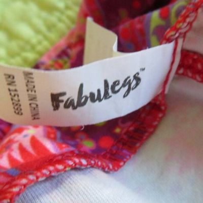 FABULEGS Bright PAISLEY Pink Purple CAPRI Length Leggings Ladies Sz L Deco Fun