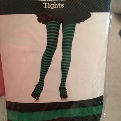 Green & Black  One Size Striped Tights Witch Costume Accessory Cosplay Halloween