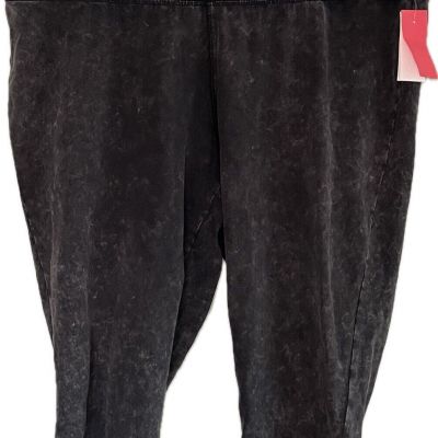 NWT LANE BRYANT LIVI CAPRI Leggings size 22 / 24 BLACK GRAY TIE DYE Soft Cotton