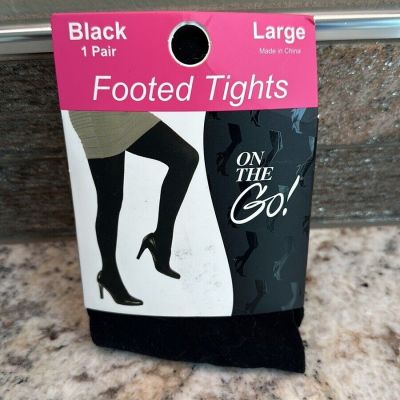 On The Go Footed Tights Black Size Large NEW