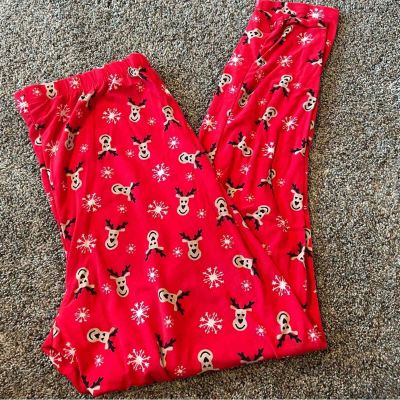 NEW Reindeer Holiday Super Soft Leggings Plus Size 2X Red Christmas Snowflake