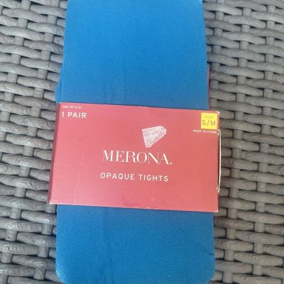 NIP Merona Control-Top Opaque Tights Small Med Moroccan Blue NEW IN PACKAGE