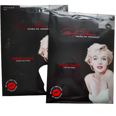 MARILYN MONROE Size A Sheer Black Tights Jacquard Knitted Pattern New SRP $16-20