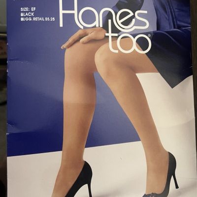 Hanes Too Day Sheer Pantyhose Control Top Sandalfoot Size: EF Black USA 1 Pair