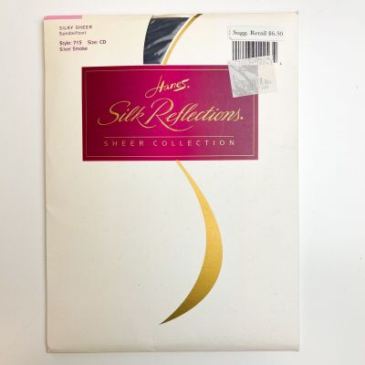 Vintage Hanes Silk Reflections Pantyhose - Size CD - 715 Silver Smoke - Sheer