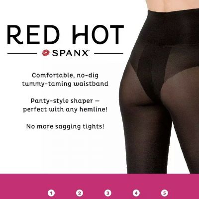 RED HOT by SPANX Shaping Panty Tights Blackout Tummy VERY BLACK FH4115 Sz 2