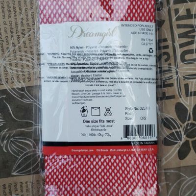 Dreamgirl Red Santa Claus Fishnet Pantyhose with Solid Foot Bottom OSFM